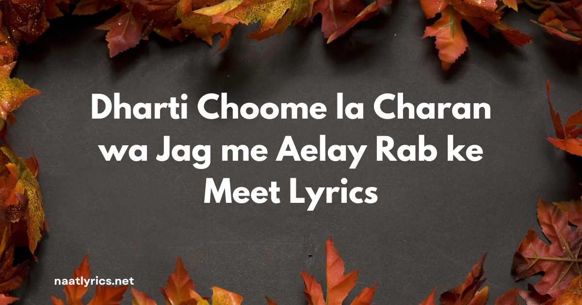 Dharti choome la charan wa jag me aelay rab ke meet Lyrics
