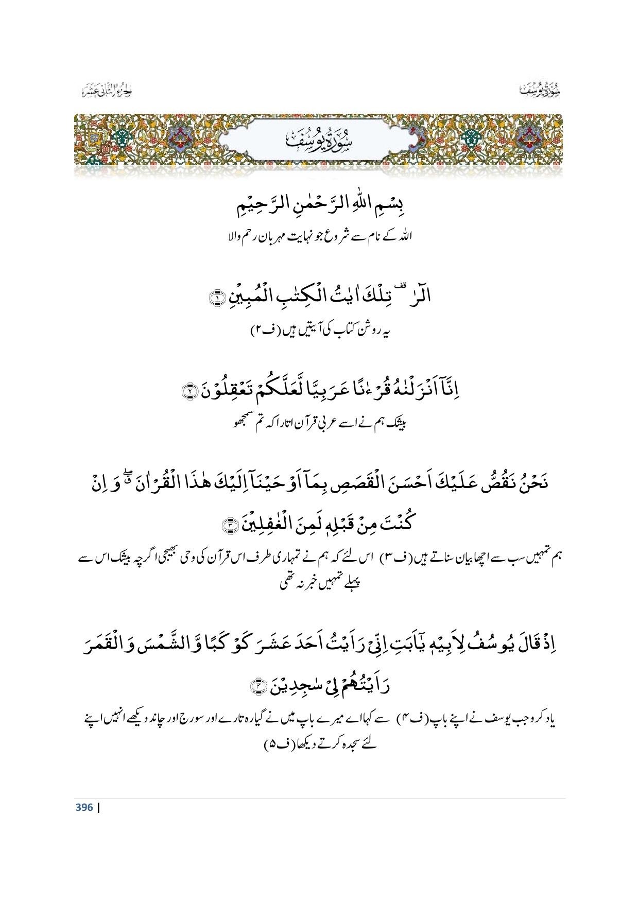 Surah Yusuf [12] - Translation and Transliteration